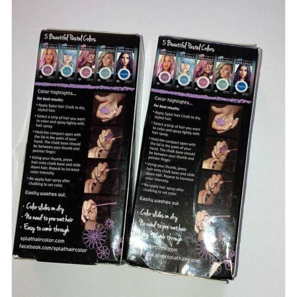 Splat Hair Chalk Violet Sky 2 Pack Temporary Color Highlights SEALED - Picture 2 of 2